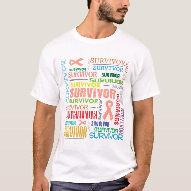 Camiseta Superviviente Collage.png del cáncer endometrial (Anverso)