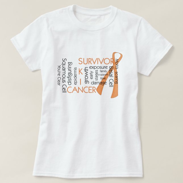 Camiseta Superviviente D4 del cáncer de piel:: Palabras del (Diseño del anverso)