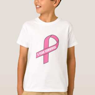 Camiseta Superviviente de 5 años (cinta del rosa del cánc