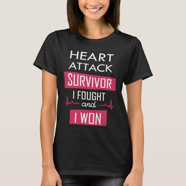Camiseta Superviviente de ataque al corazón, luché y gané (Anverso)