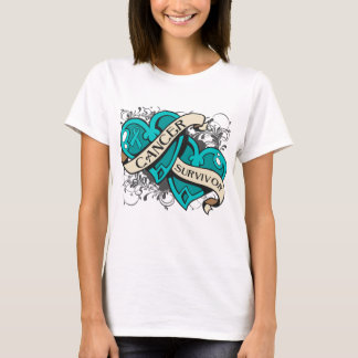 Camiseta Superviviente de cáncer ovárico de doble corazón
