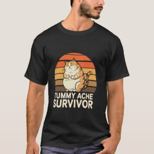 Camiseta Superviviente de Dolor de Barriga Gato Meme Retro 