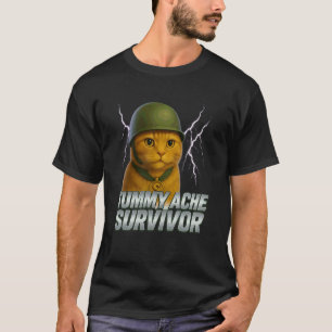Camiseta Superviviente de Dolor de Barriga, Meme de Gato Di
