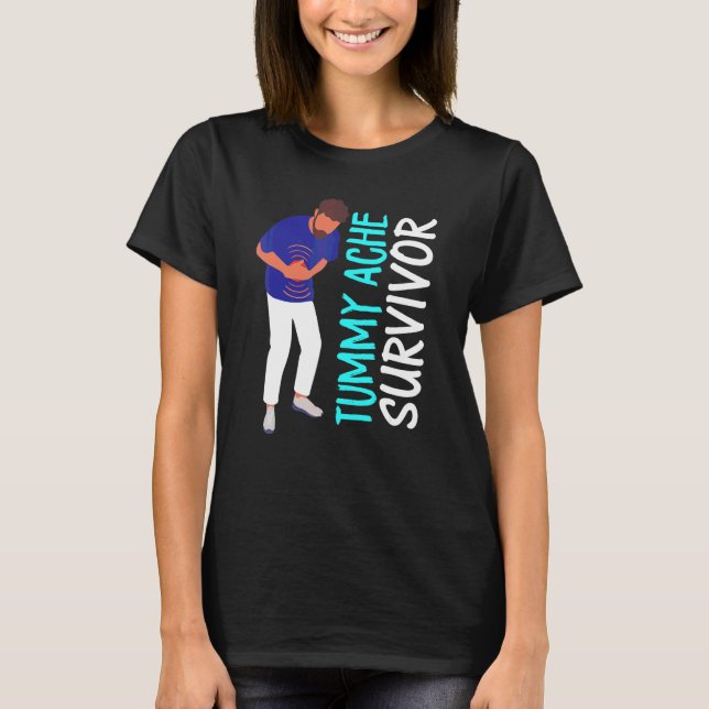 Camiseta Superviviente de dolor de barriga retro dolor de e (Anverso)