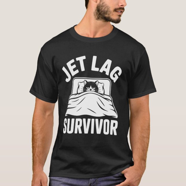 Camiseta Superviviente de jet lag de gato de avión (Anverso)