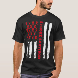 Camiseta Superviviente de Stroke Bandera Americana Cinta Ro