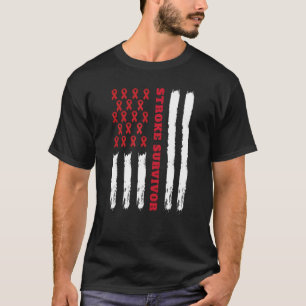 Camiseta Superviviente de Stroke Bandera Americana Cinta Ro