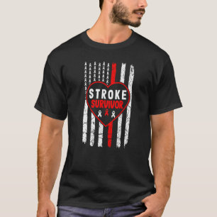 Camiseta Superviviente de Stroke Bandera Roja De Los Ee.Uu.