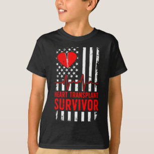 Camiseta Superviviente de trasplante de corazón bandera de 