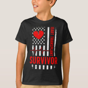Camiseta superviviente de trasplante de corazón bandera de