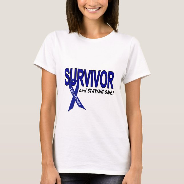 Camiseta Superviviente del cáncer de colon y PERMANECER uno (Anverso)