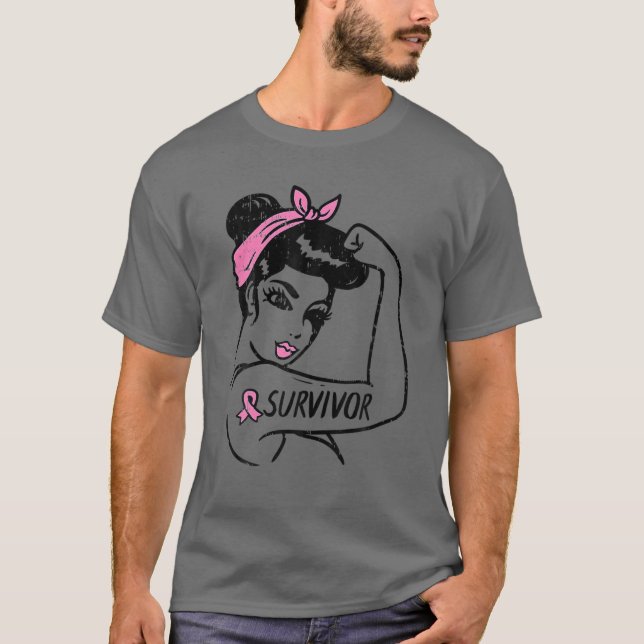 Camiseta Superviviente del cáncer de mama Rosie Riveter Awa (Anverso)