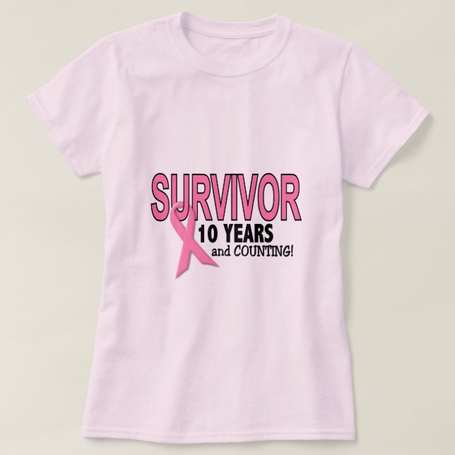 Camiseta SUPERVIVIENTE del CÁNCER de PECHO 10 años y (Diseño del anverso)