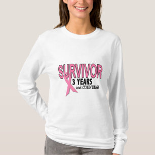 Camiseta SUPERVIVIENTE del CÁNCER de PECHO 3 años y cuent