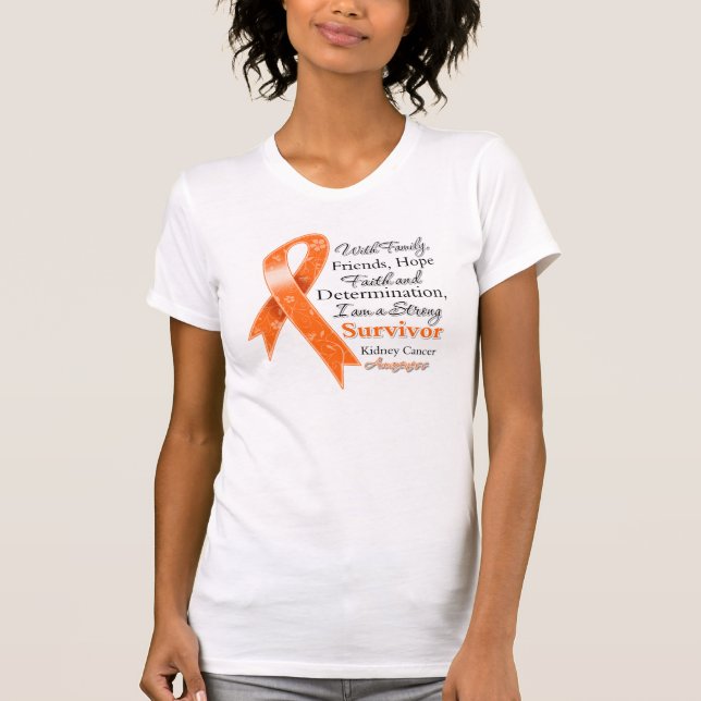 Camiseta Superviviente fuerte 2 de la ayuda del cáncer del (Anverso)
