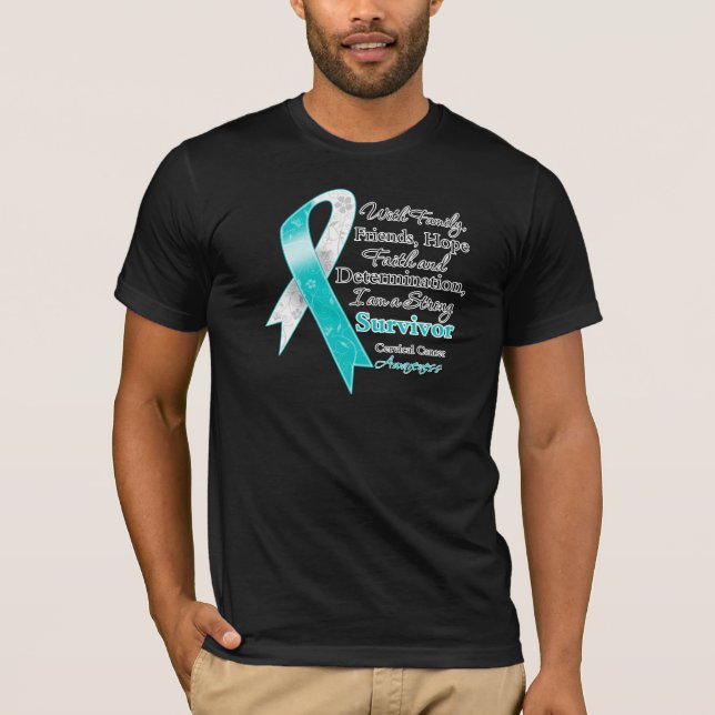 Camiseta Superviviente fuerte de la ayuda del cáncer de (Anverso)