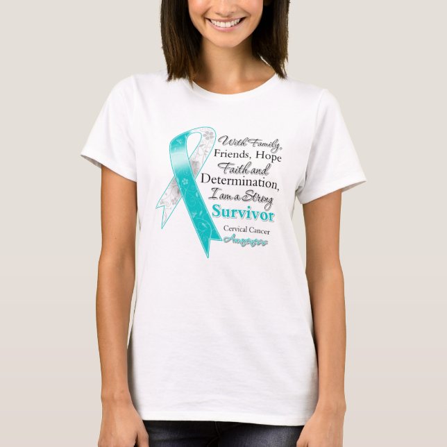 Camiseta Superviviente fuerte de la ayuda del cáncer de (Anverso)