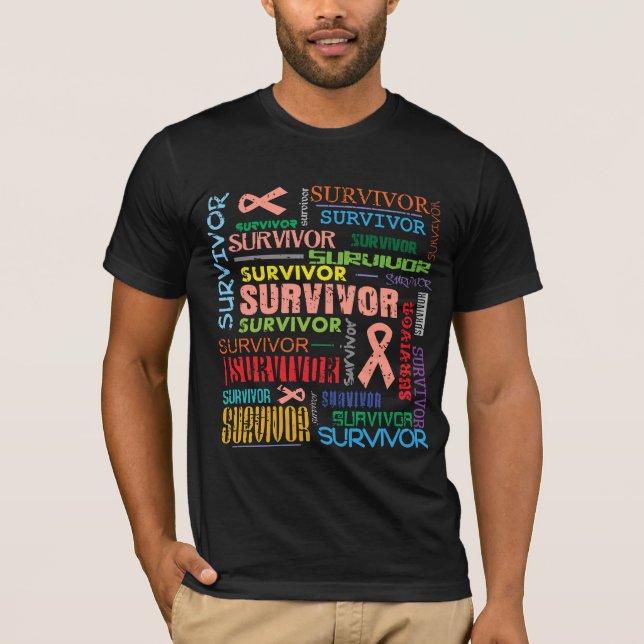 Camiseta Superviviente uterino Collage.png del cáncer (Anverso)