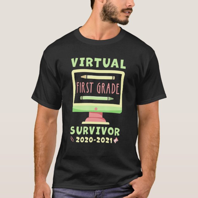 Camiseta Superviviente virtual de primer grado 2020 - 2021  (Anverso)