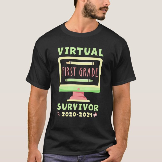 Camiseta Superviviente virtual de primer grado 2020 - 2021  (Anverso)