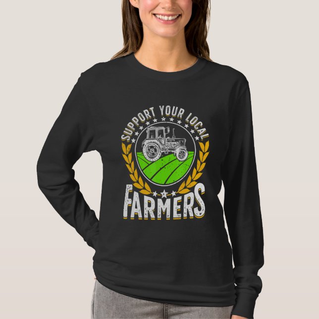 Camiseta Support Local   Farmer Retro Farming Men Women Far (Anverso)