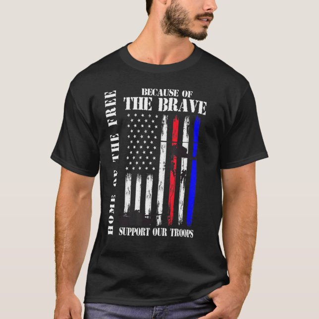 Camiseta Support Our Troops Veterans Memorial Day Usa Flag  (Anverso)