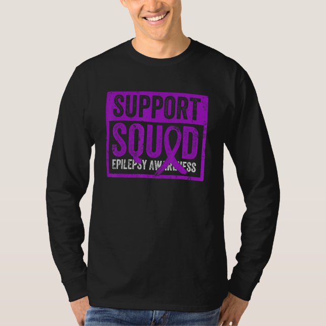 Camiseta Support Squad Epilepsy Awareness Purple Ribbon 1 (Anverso)