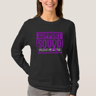 Camiseta Support Squad Epilepsy Awareness Purple Ribbon 1