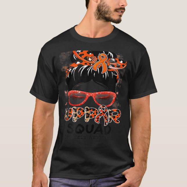 Camiseta Support Squad Messy Bun Butterfly Orange Ribbon Le (Anverso)