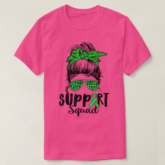 Camiseta Support Squad Messy Bun Green Mental Health Awaren (Diseño del anverso)
