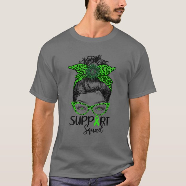 Camiseta Support Squad Messy Bun Leopard Kidney Disease Awa (Anverso)