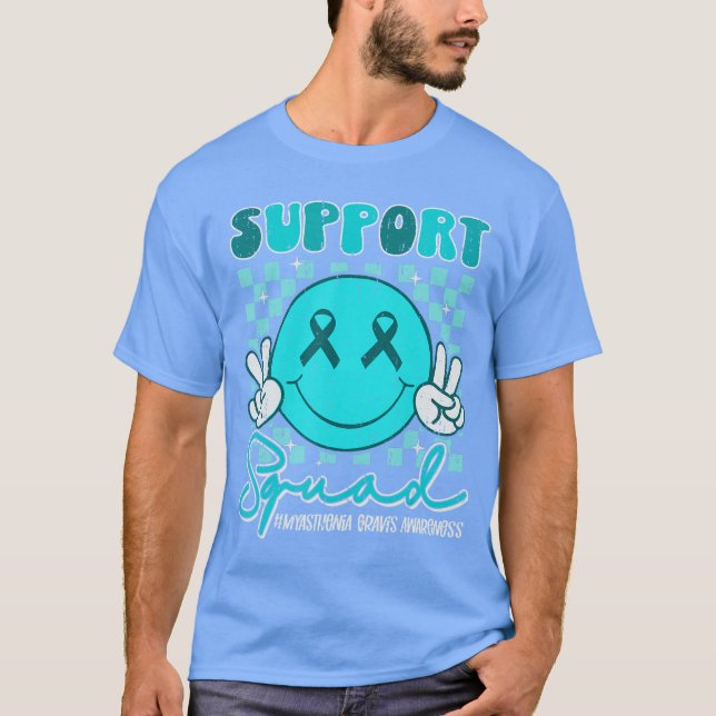 Camiseta Support Squad Myasthenia Gravis Awareness Teal Rib (Anverso)