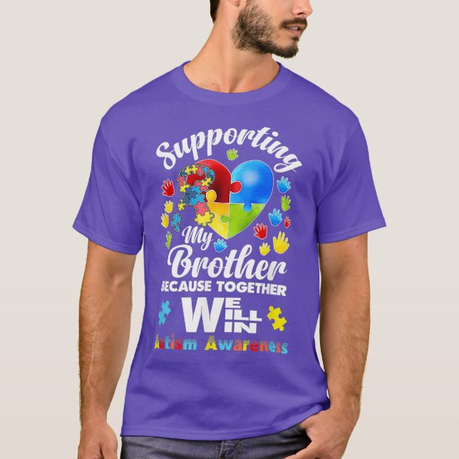Camiseta Supporting My Brother Puzzle Autism Awareness (Anverso)