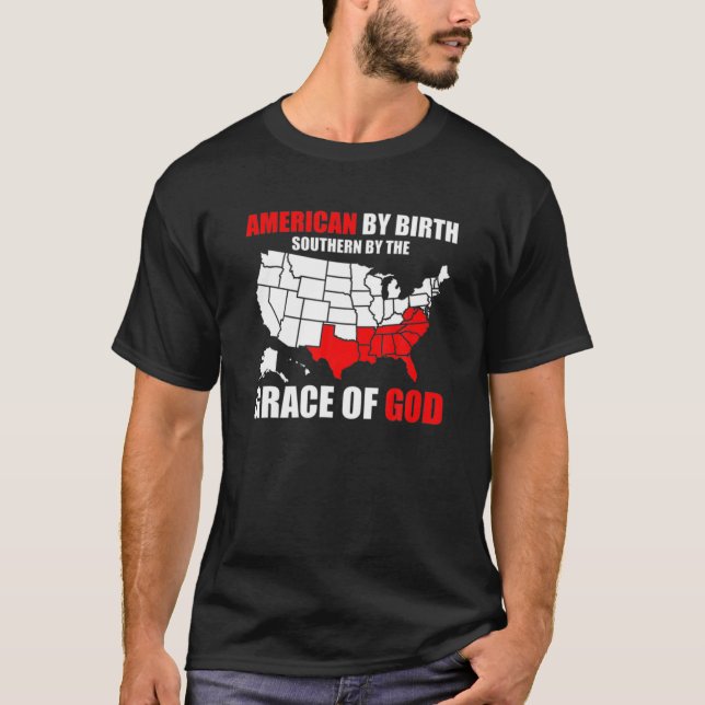Camiseta Sur Por La Gracia De Dios Estadounidense Por Nacim (Anverso)