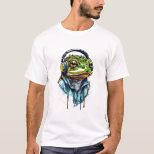 Camiseta Surco urbano: Rana colorida con audífonos