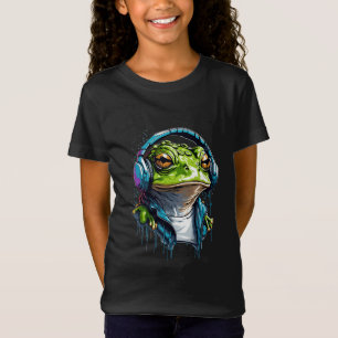 Camiseta Surco urbano: Rana colorida con audífonos