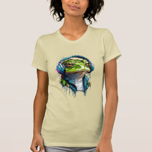 Camiseta Surco urbano: Rana colorida con audífonos