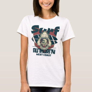 Camiseta Surf Authority: placa de cráneo de tiburón