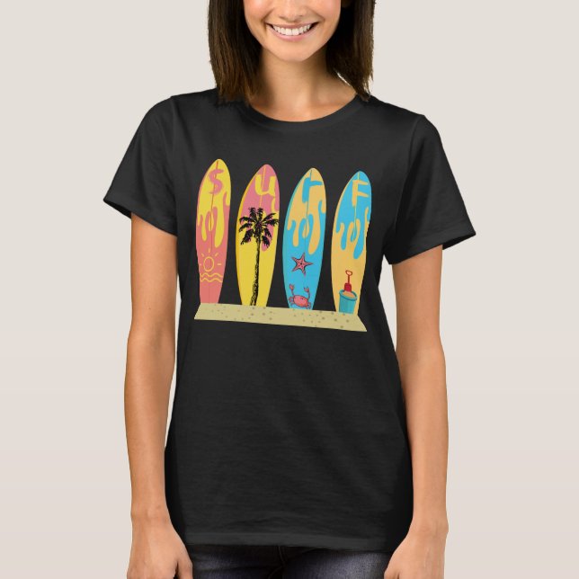 Camiseta Surf Beach Time Sea Surfing Sun & Sand Palm Trees (Anverso)