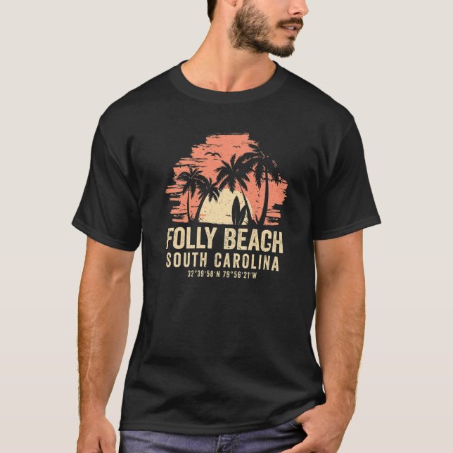 Camiseta Surf board Folly Beach Surfboard Surfing (Anverso)