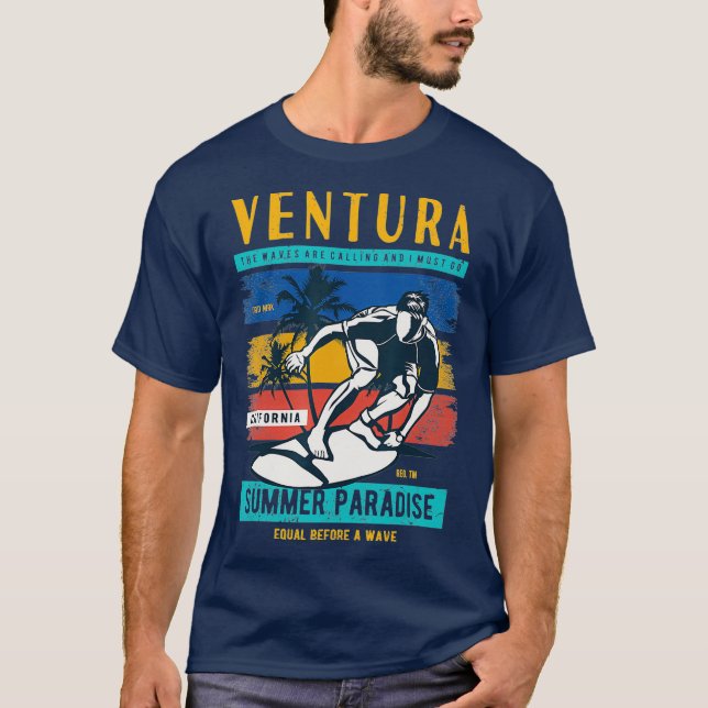 Camiseta Surf California Ventura Beach 70s 80s Ventura (Anverso)