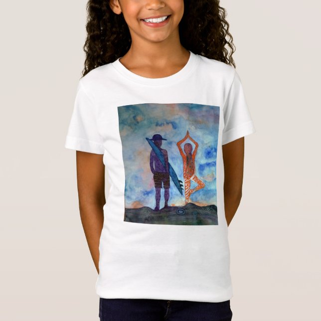 Camiseta Surf Chicas de arte del yoga Bella se portó con la (Anverso)