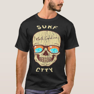 Camiseta Surf City NC Summertime Vacation Skull Sunglass