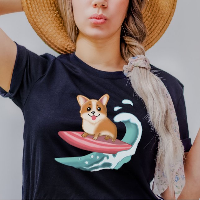 Camiseta Surf Cute Corgi (Subido por el creador)