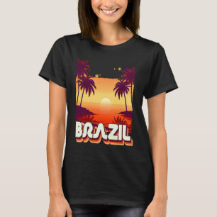 Camiseta Surf de árbol de palmera brasileño estilo Retro 80