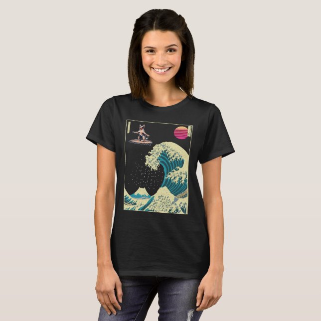 Camiseta Surf de perro de ganado australiano en ola de Kana (Anverso completo)