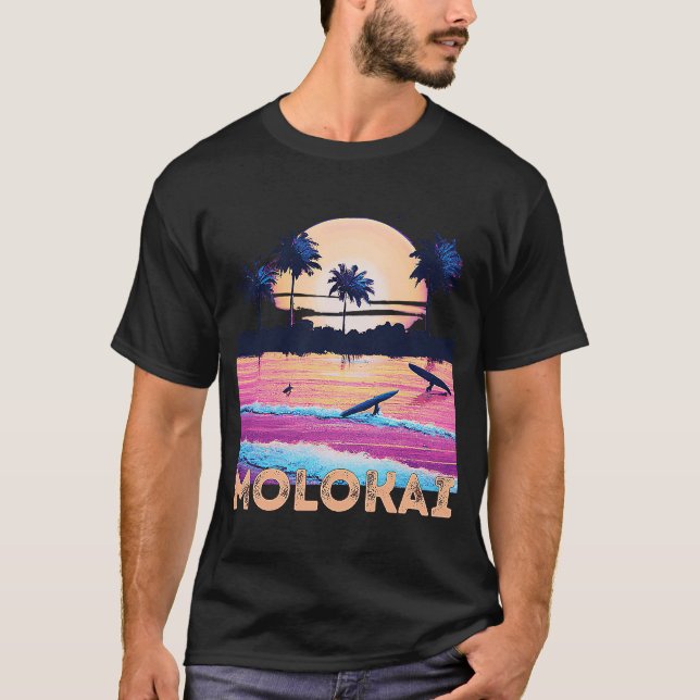 Camiseta Surf de recuerdo Retro Molokai Hawaii (Anverso)