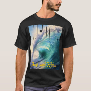 Camiseta Surf de vacaciones y ola azul turquesa soleada