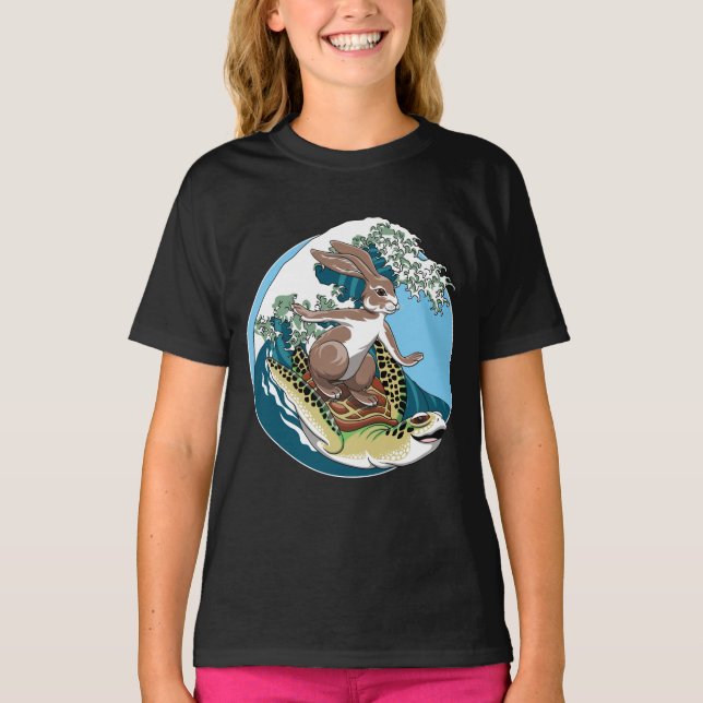 Camiseta Surf de verano - Ilustracion de tortuga y conejo (Anverso)