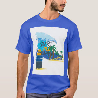 Camiseta surf durante todo el día vintage beach wave surfbo